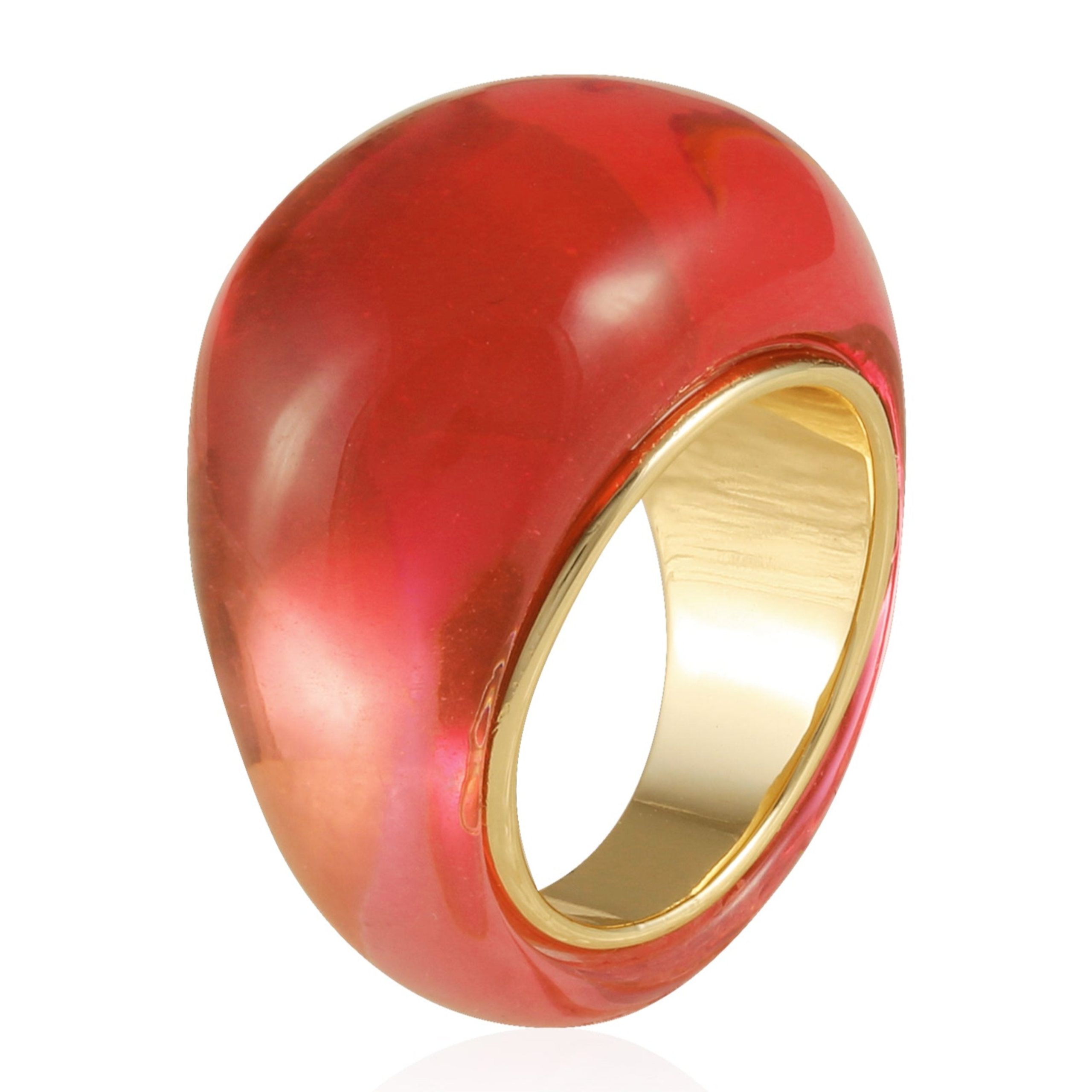 Goldtone Mixed Red Cocktail Ring - Image 2
