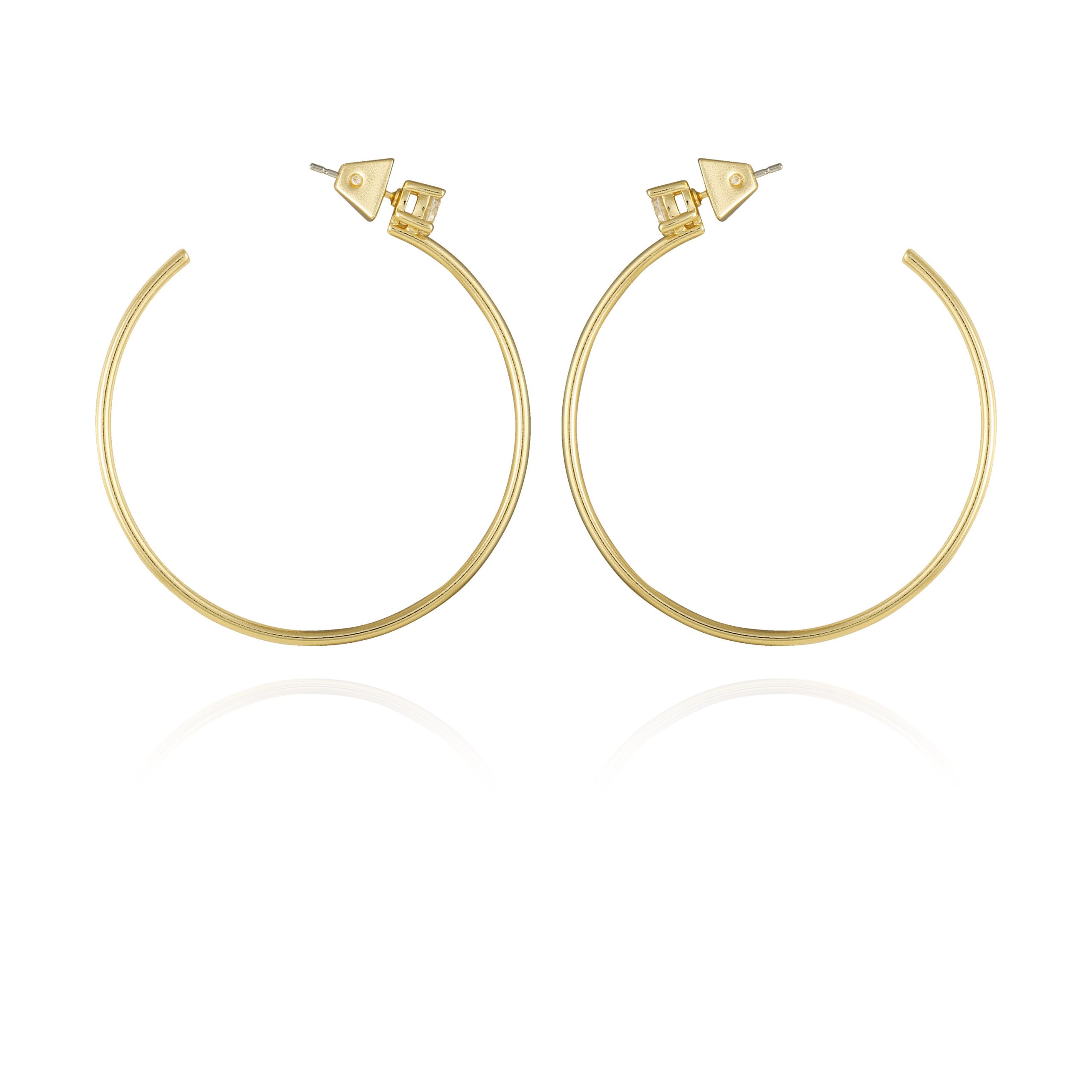 Goldtone Cubic Zirconia Open Hoop Earrings