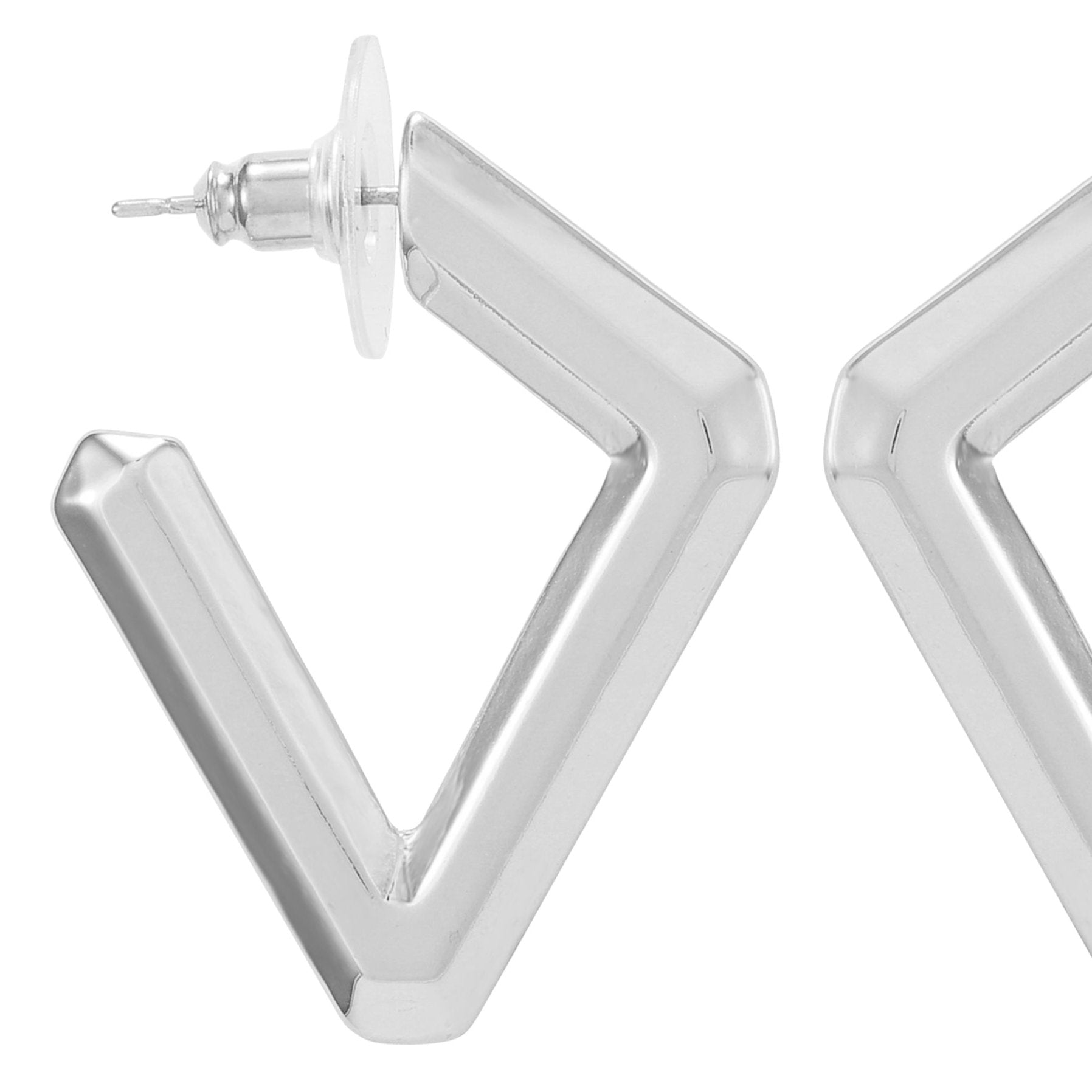 Diamond Shaped Hoop Earrings - Image 2