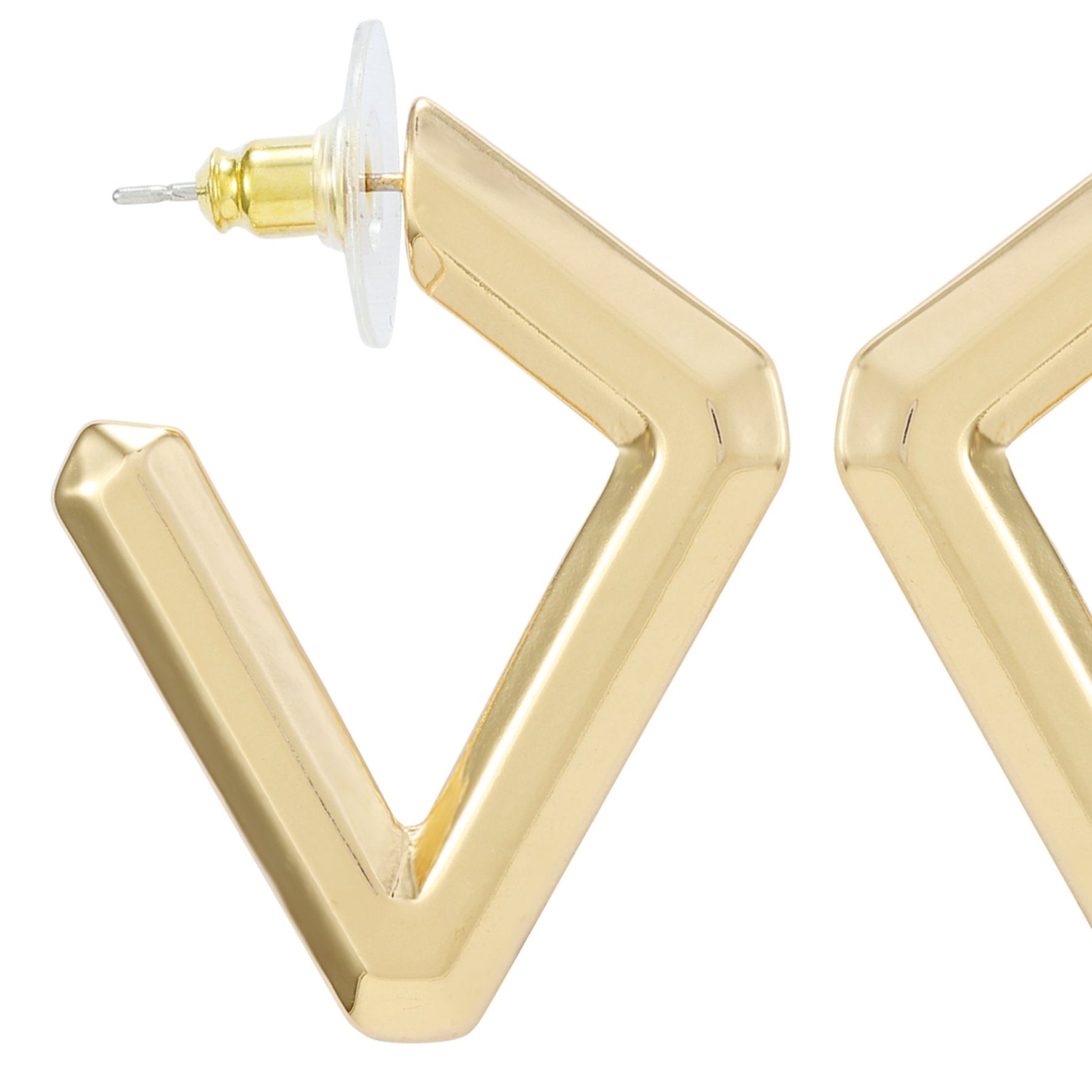 Diamond Shaped Hoop Earrings - Image 2