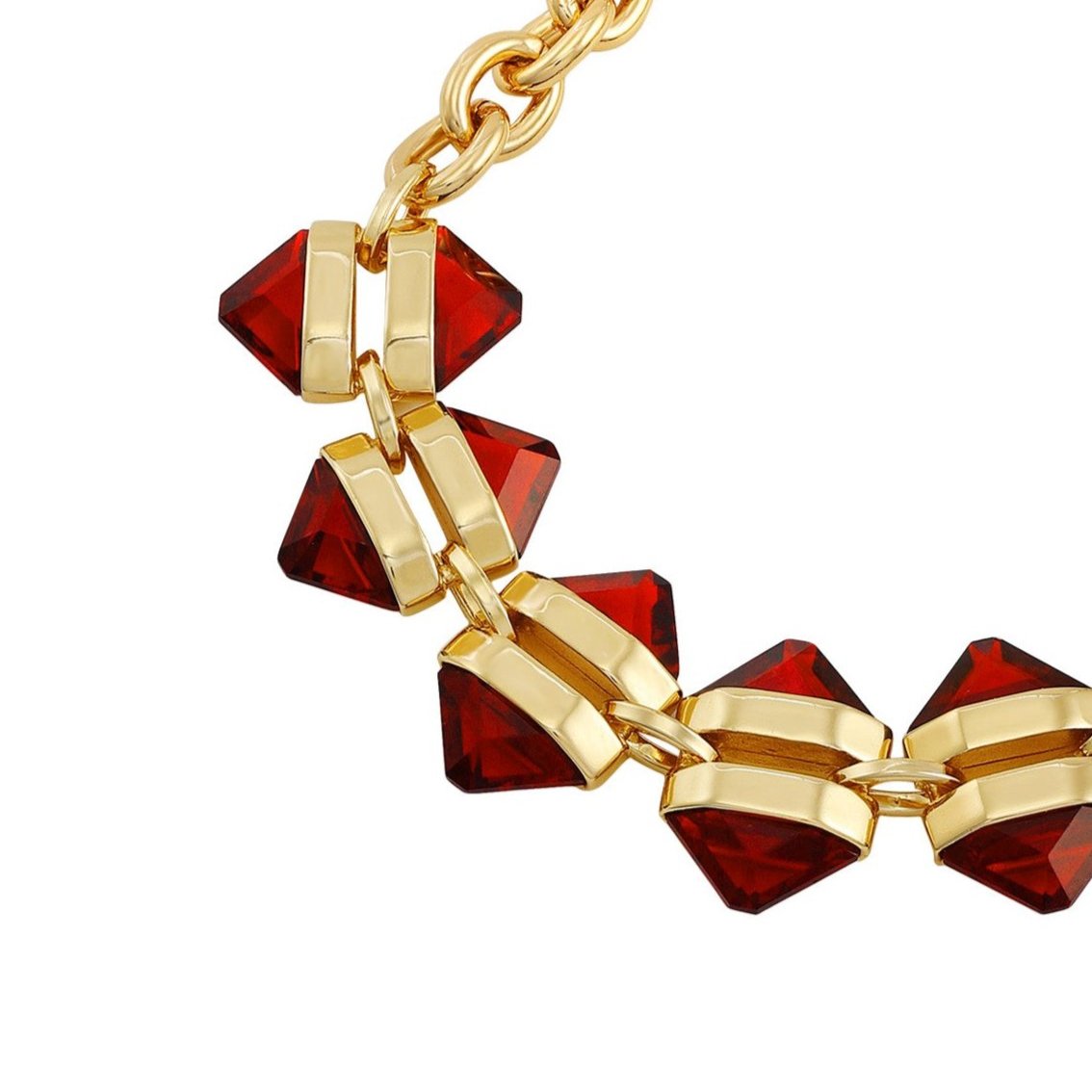 Goldtone Red Stone Cable Chain Bracelet - Image 2