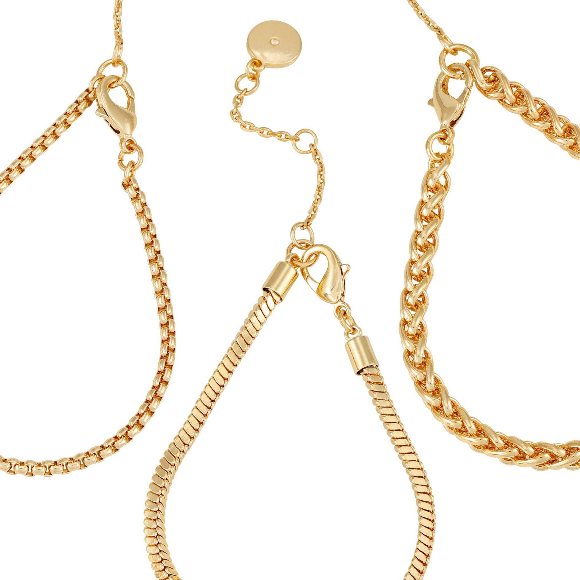 Goldtone 3 Piece Mixed Chain Bracelet Set - Image 2