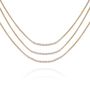 Goldtone Crystal Stone Multi Layered Necklace