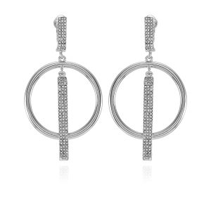 Silvertone Hoop Drop Clip On Earrings