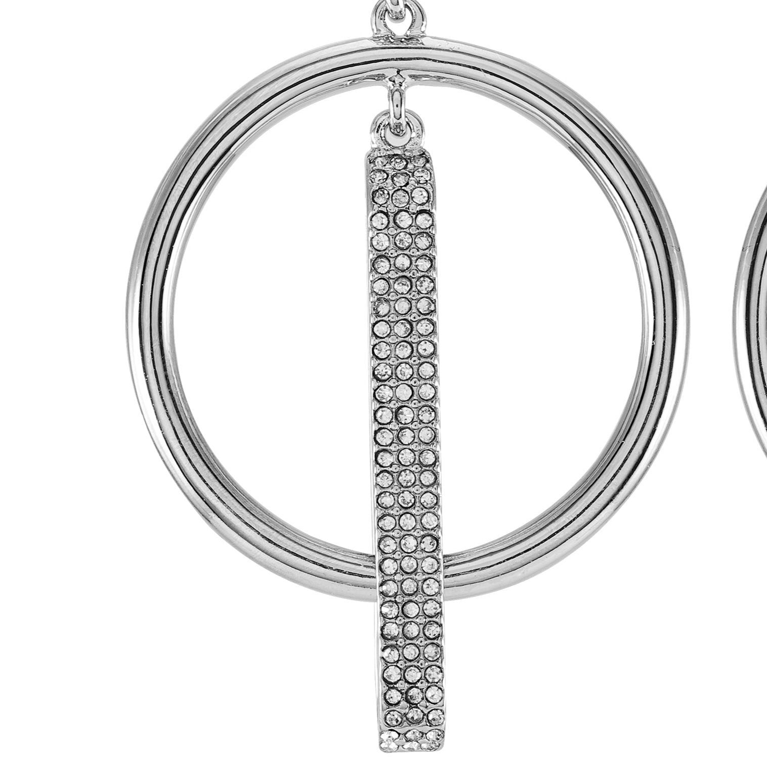 Silvertone Hoop Drop Clip On Earrings - Image 2