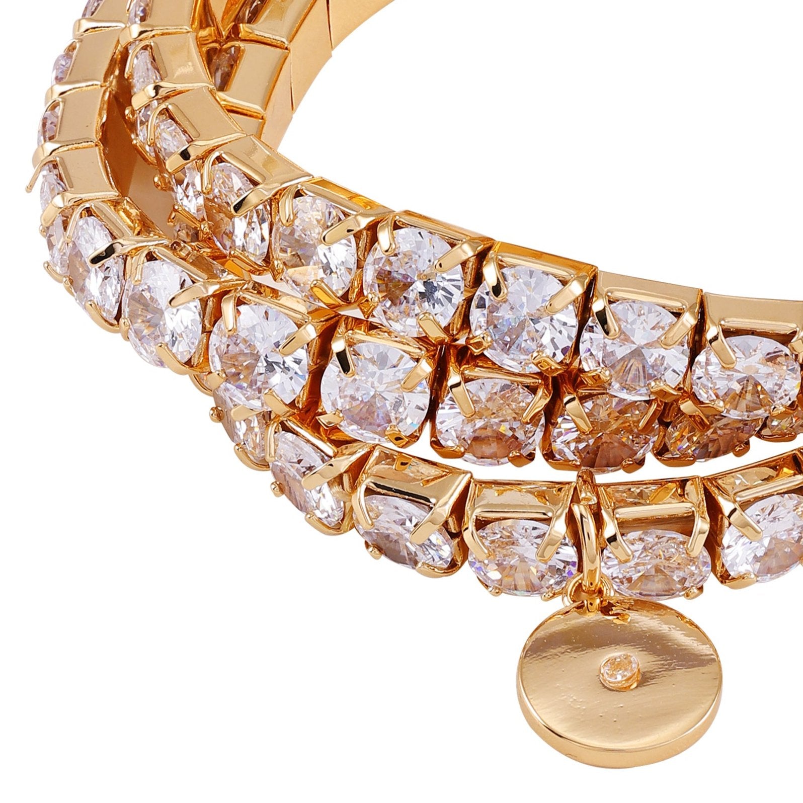 Goldtone 3 Piece Crystal Stone Stretch Bracelet Set - Image 2
