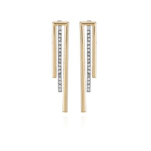 Two Tone Glass Stone Bar Drop Earrings