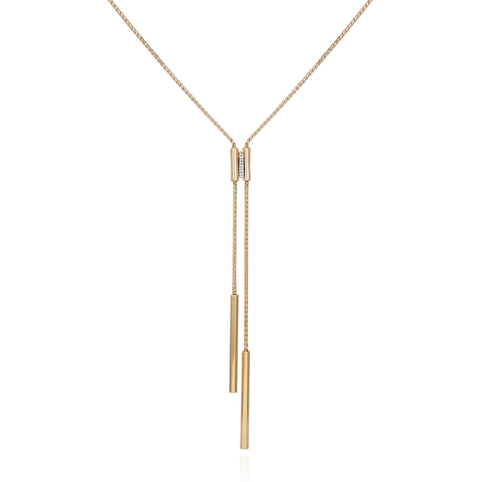 Goldtone Crystal Stone Long Y-Necklace