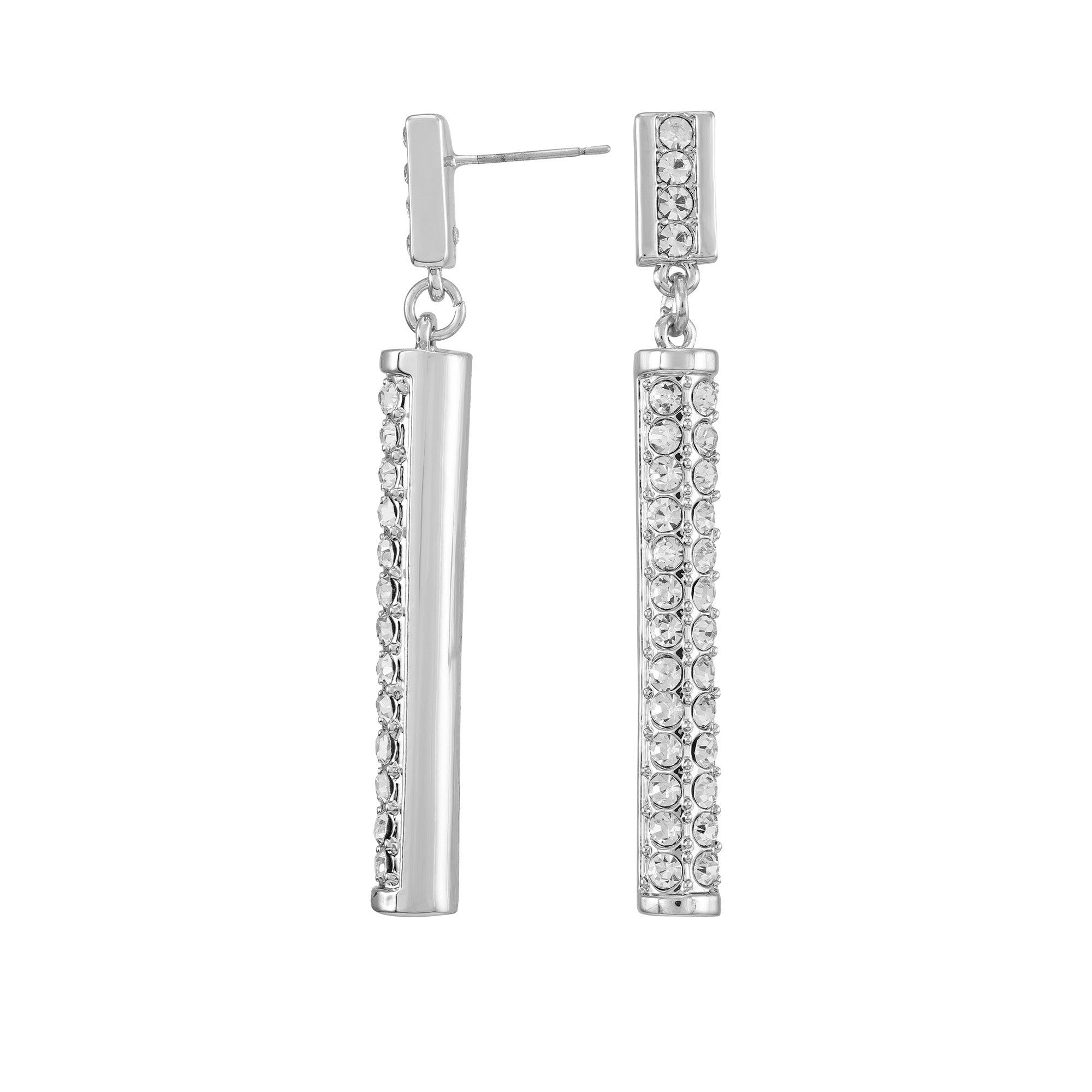 Silvertone Crystal Stone Drop Earrings - Image 3