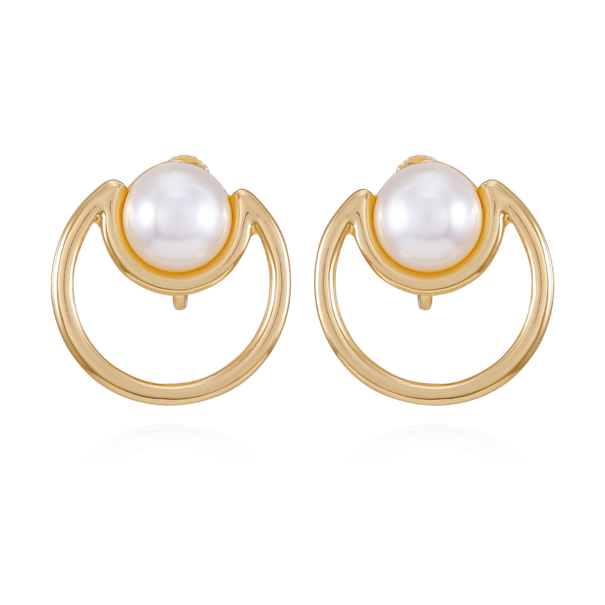 Goldtone Pearl Clip On Earrings