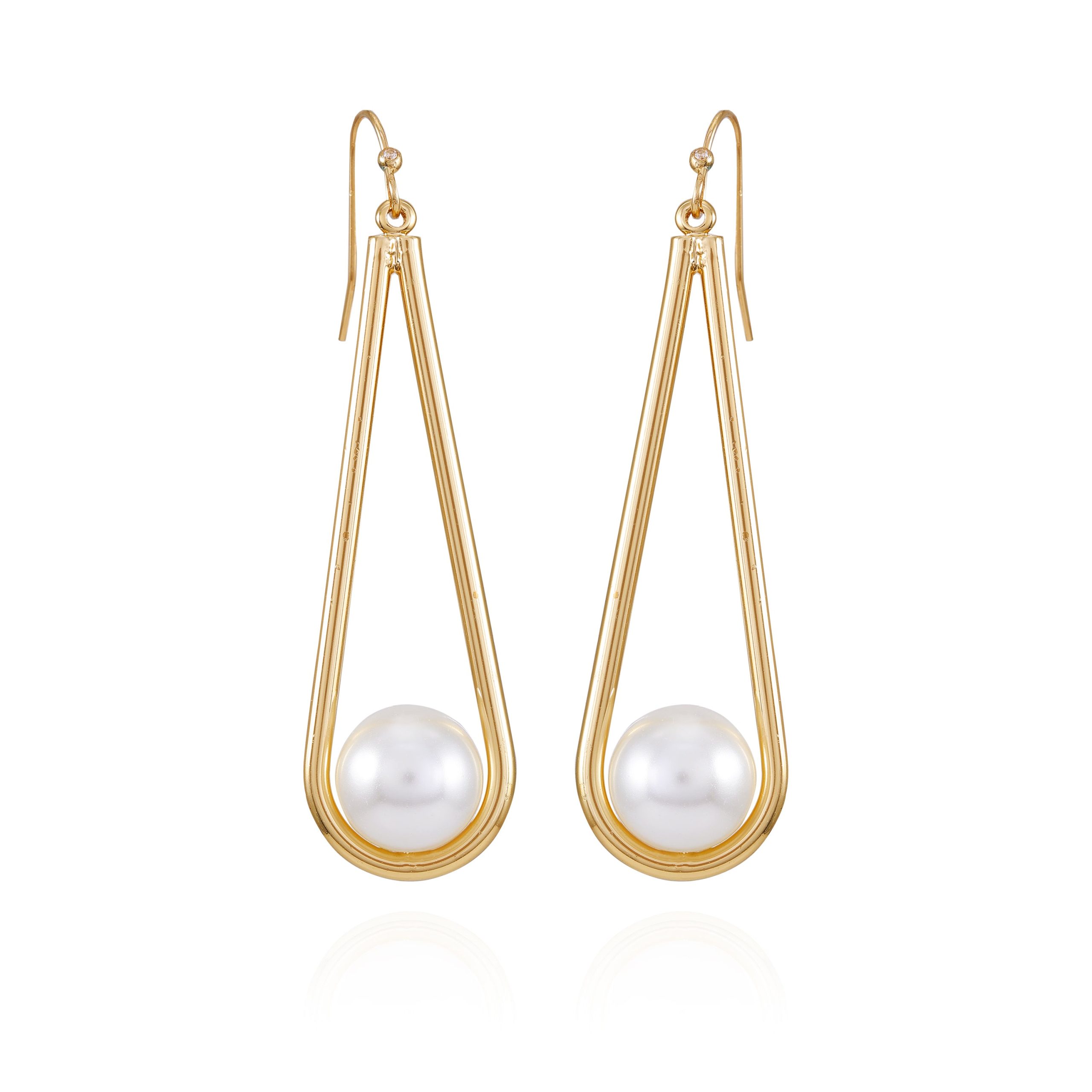 Goldtone Pearl Drop Dangle Earrings