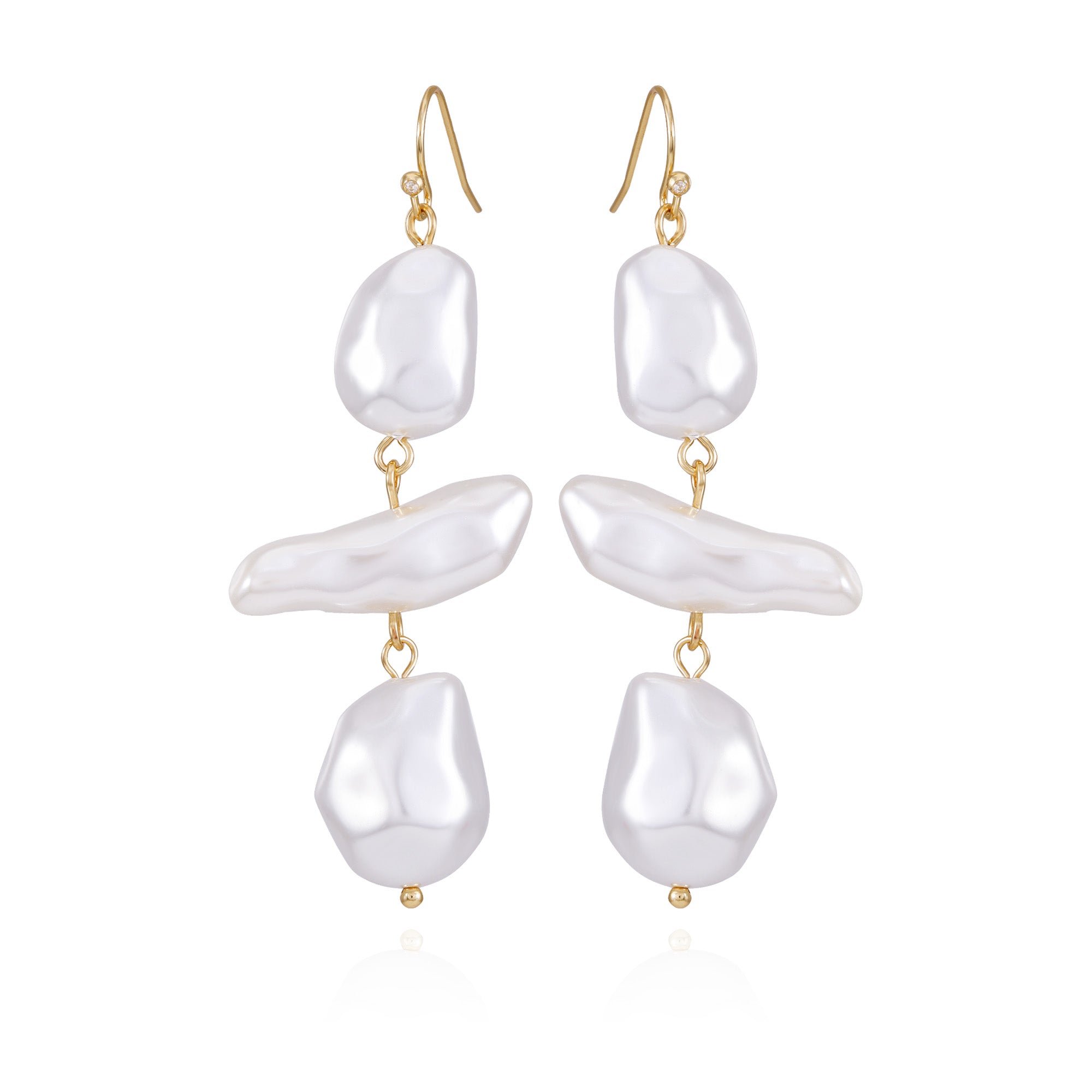 Goldtone Pearl Linear Drop Earrings