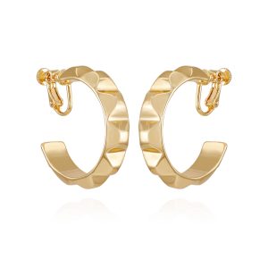 Goldtone Chunky Clip On Hoop Earrings