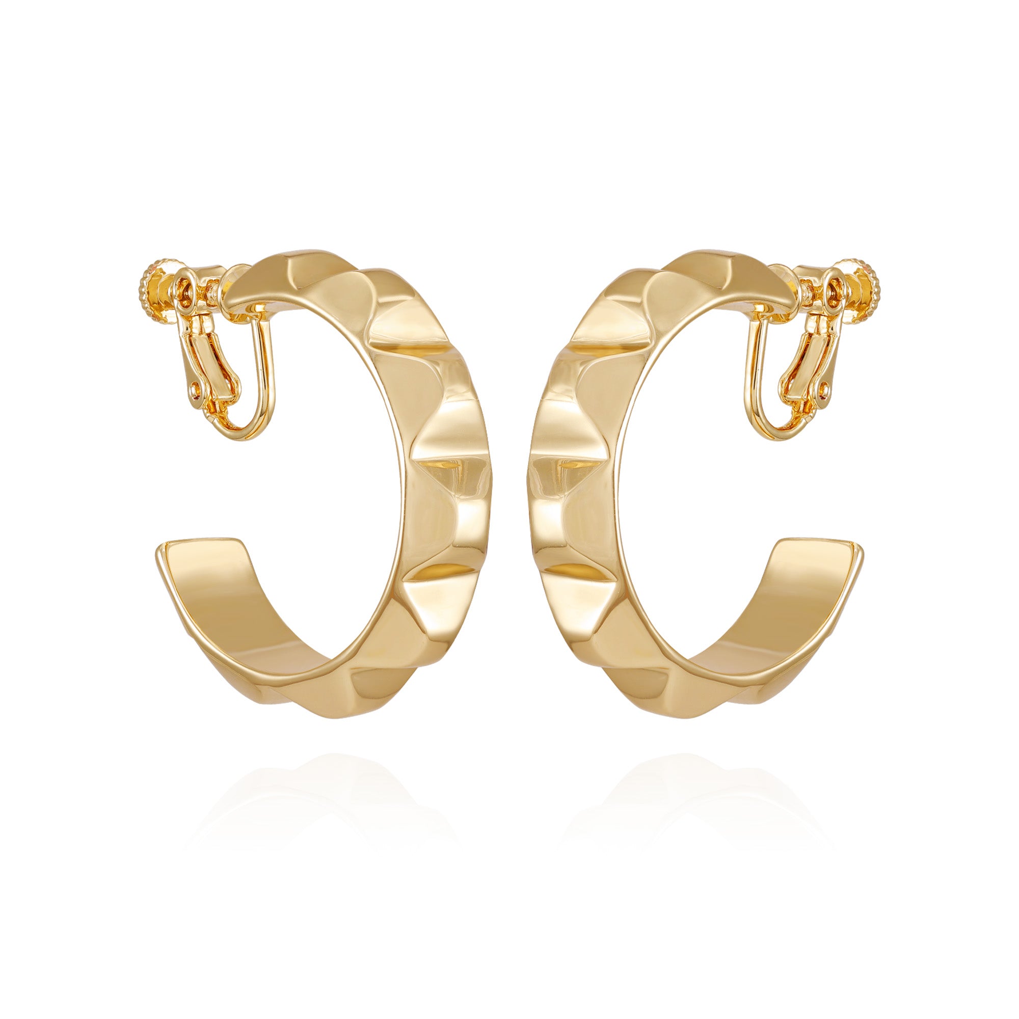 Goldtone Chunky Clip On Hoop Earrings