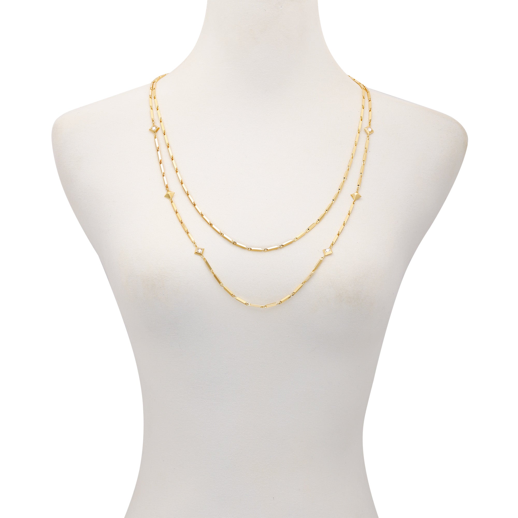 Goldtone Long Layered Necklace - Image 2