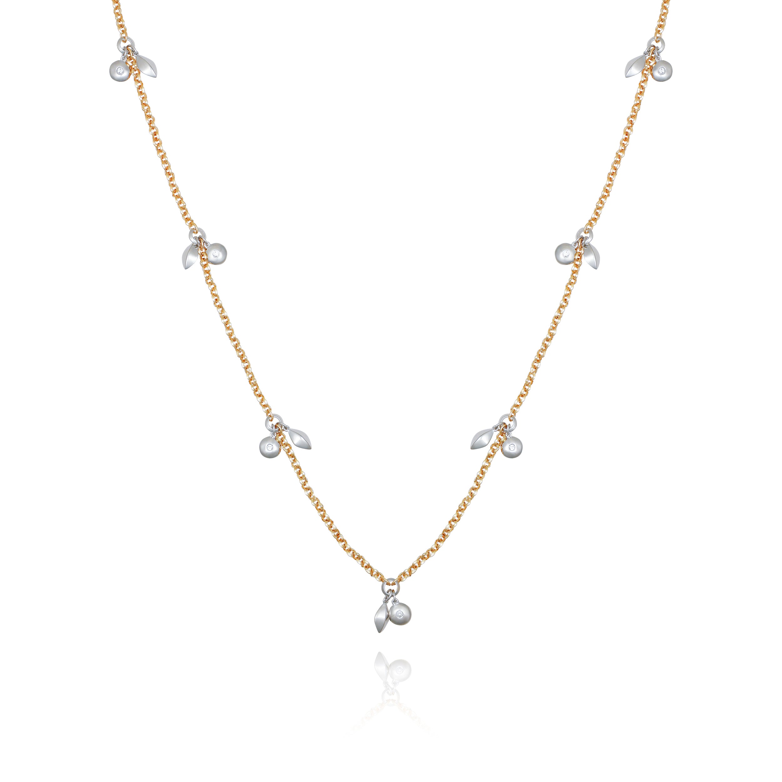 Two Tone Gilded Leaf Long Necklace