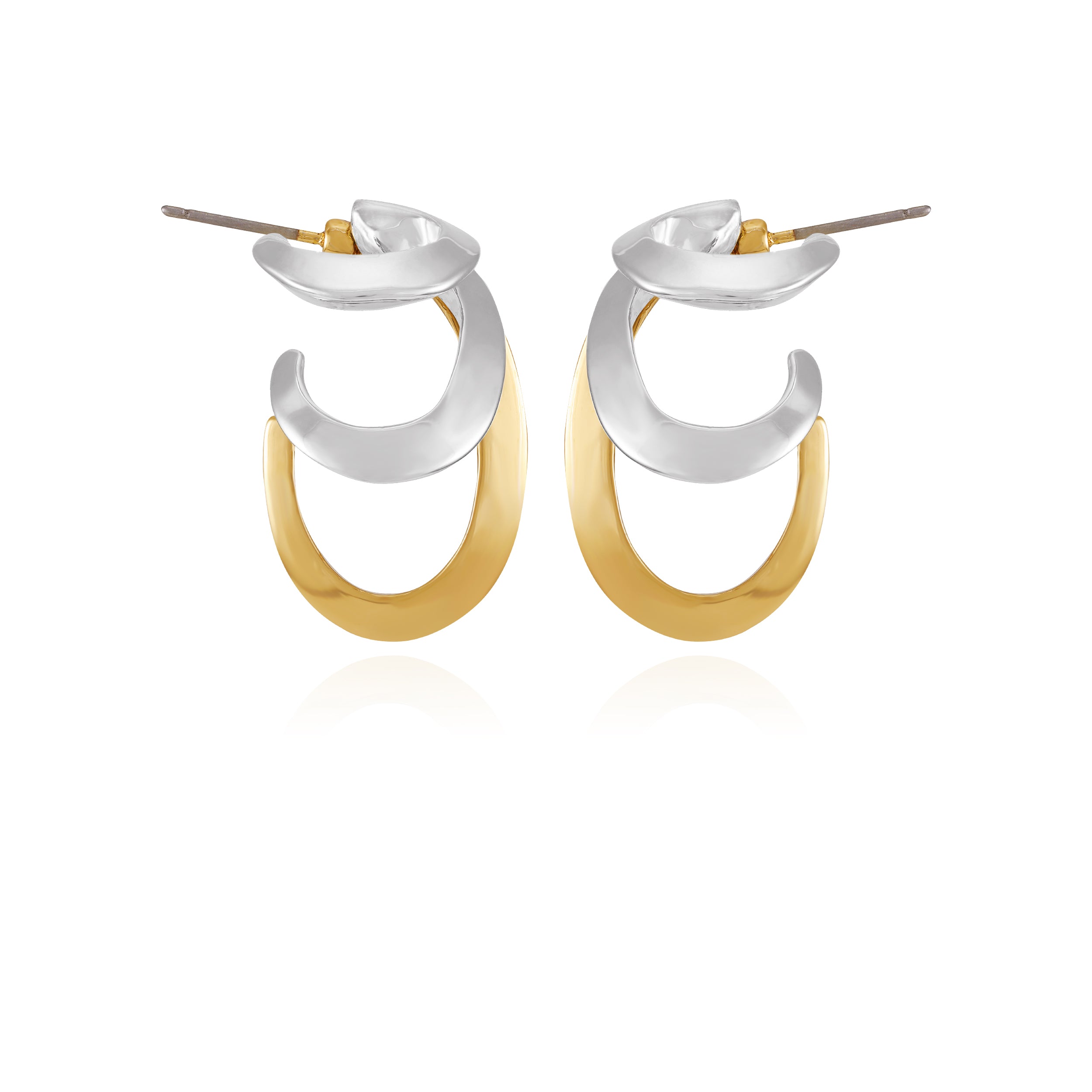 Two Tone Gilded Leaf Hoop Earrings