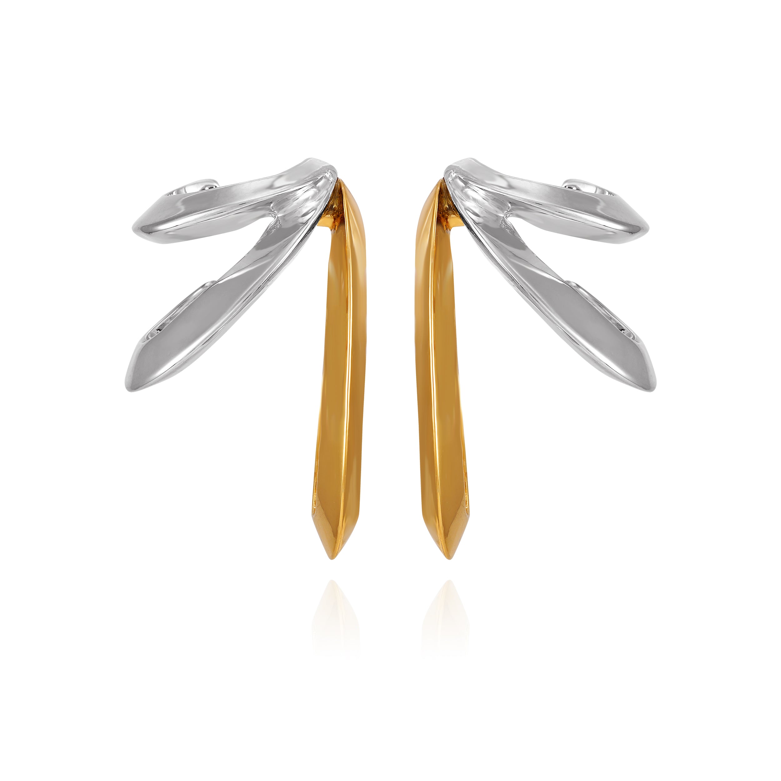 Two Tone Gilded Leaf Hoop Earrings - Image 3