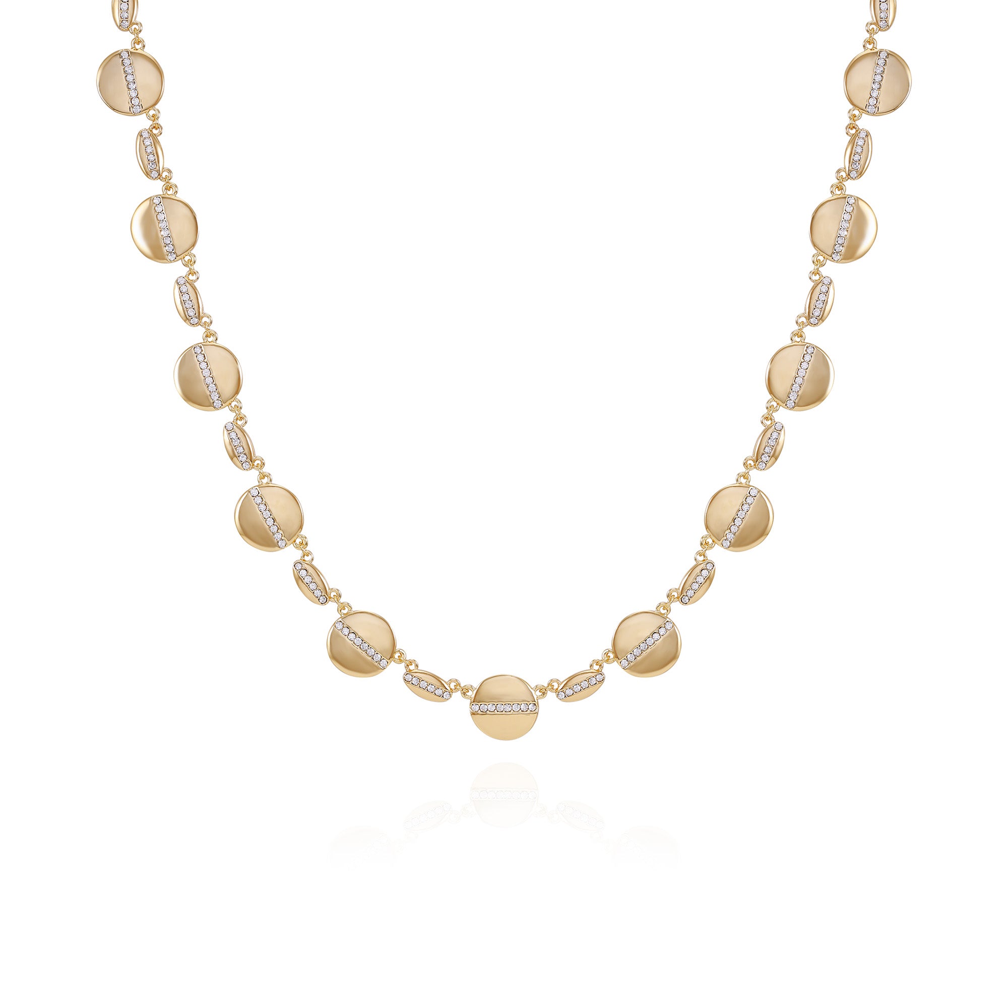 Goldtone Pave Multi-Coin Statement Necklace