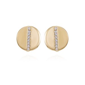 Goldtone Crystal Stone Circle Clip On Earrings