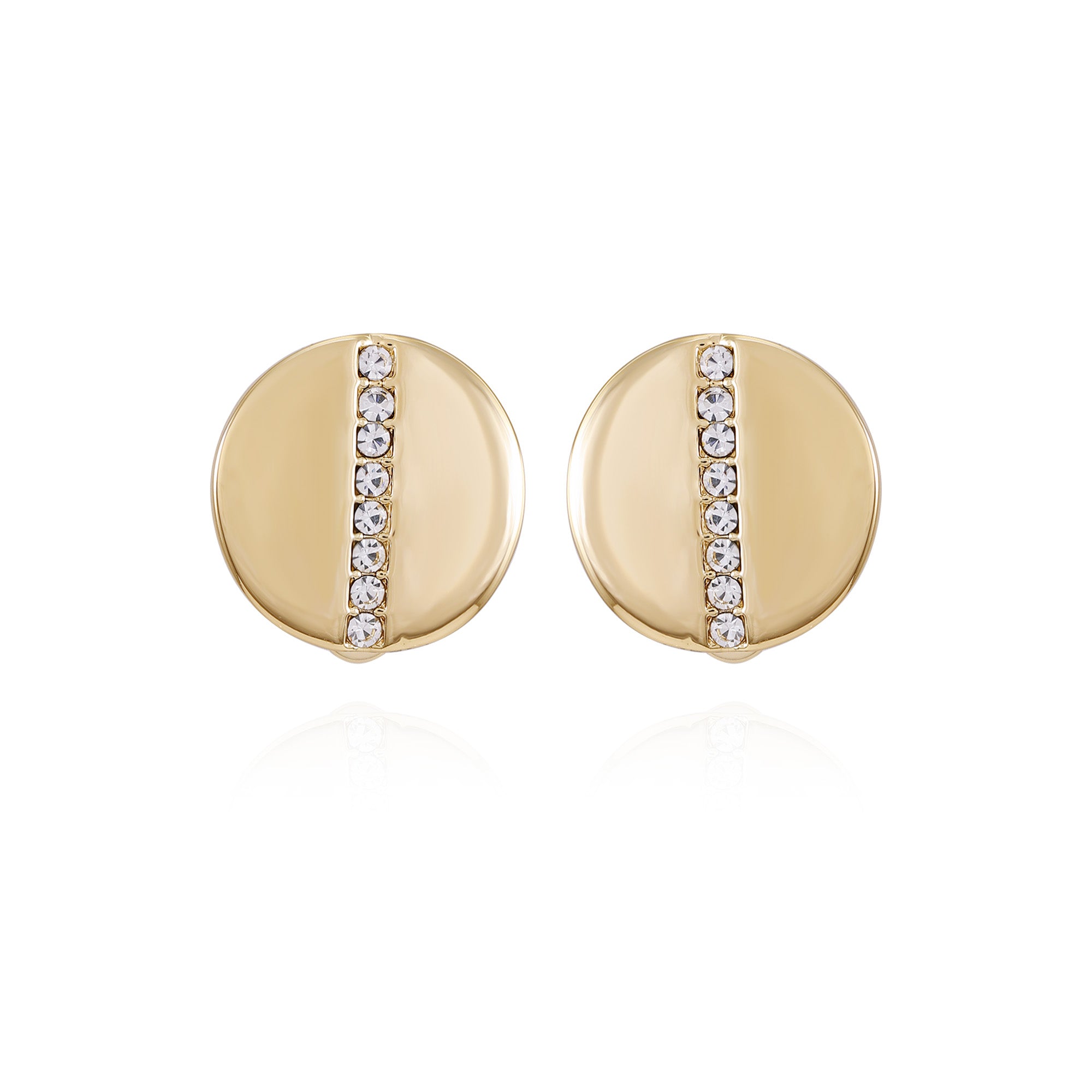 Goldtone Crystal Stone Circle Clip On Earrings
