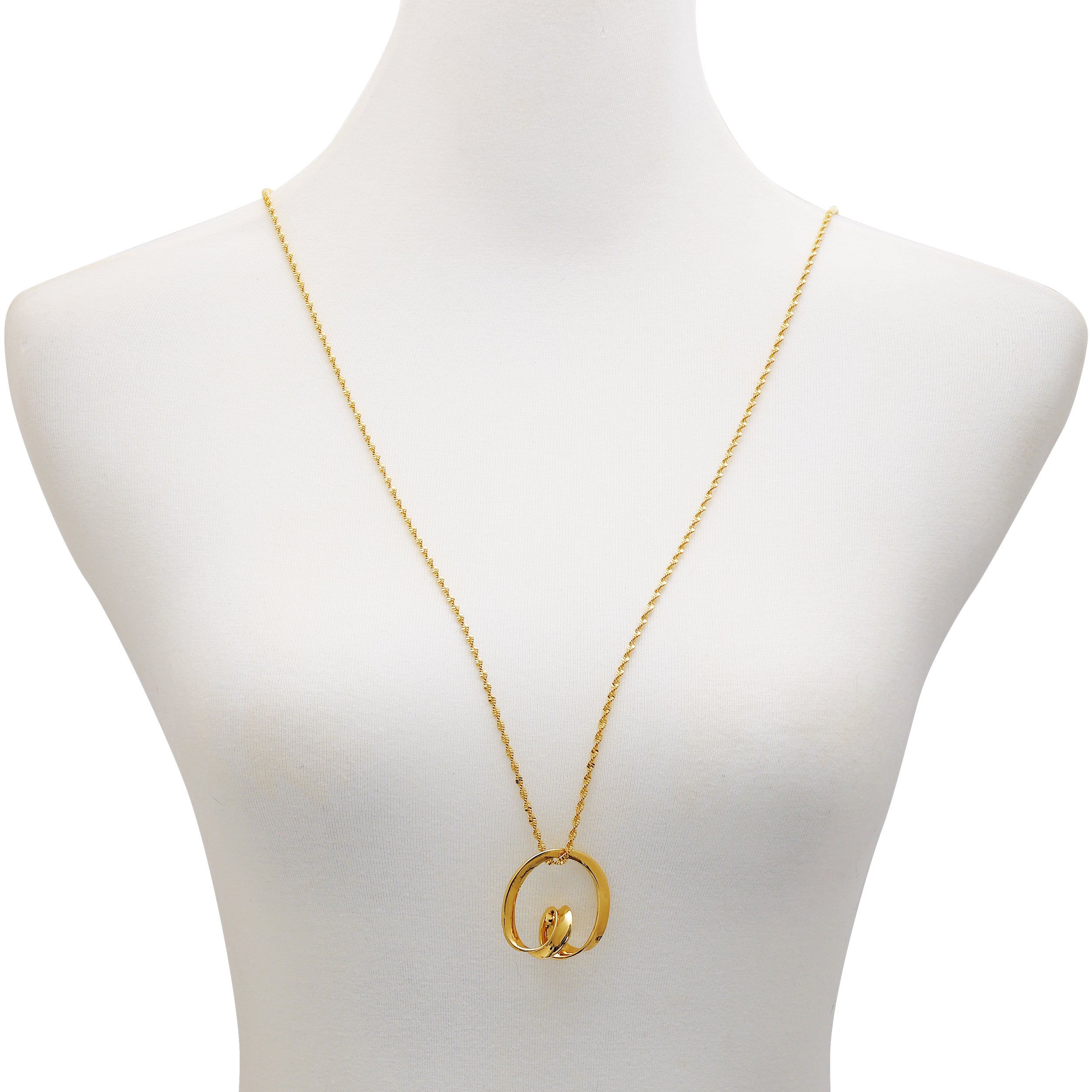 Goldtone Herringbone Chain Long Necklace - Image 2