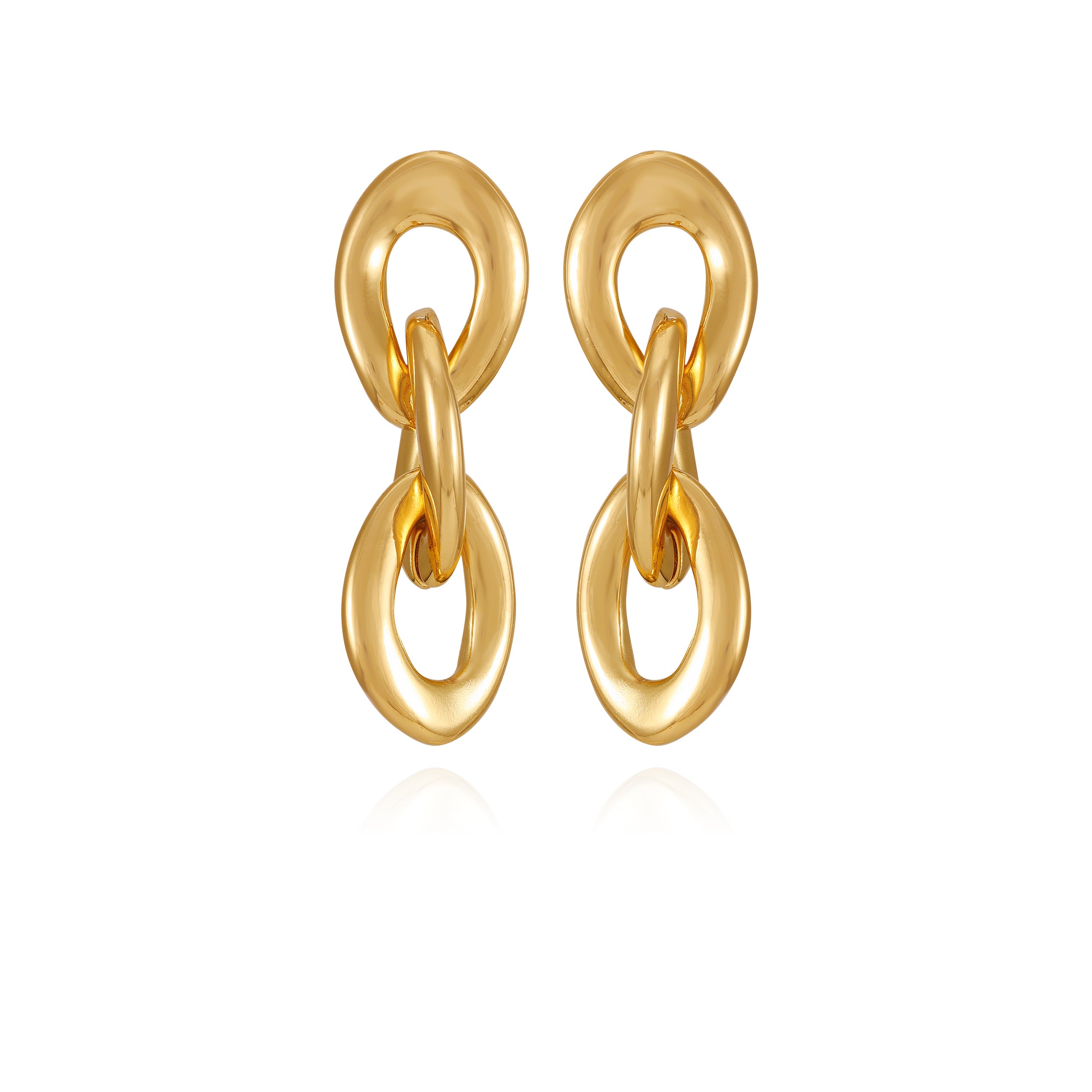 Goldtone Interlocked Link Drop Earrings