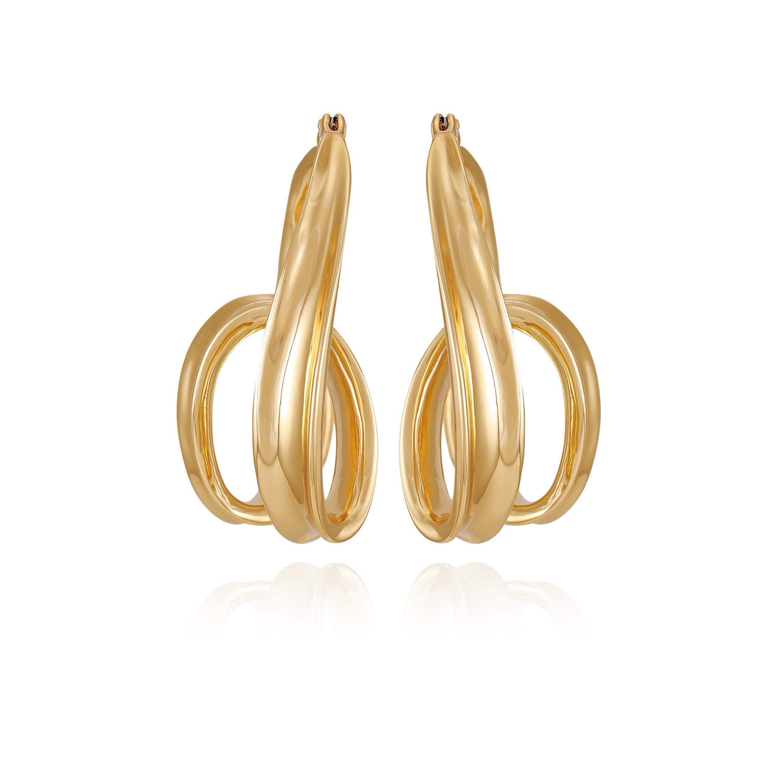 Goldtone Spiral Hoop Earrings - Image 3