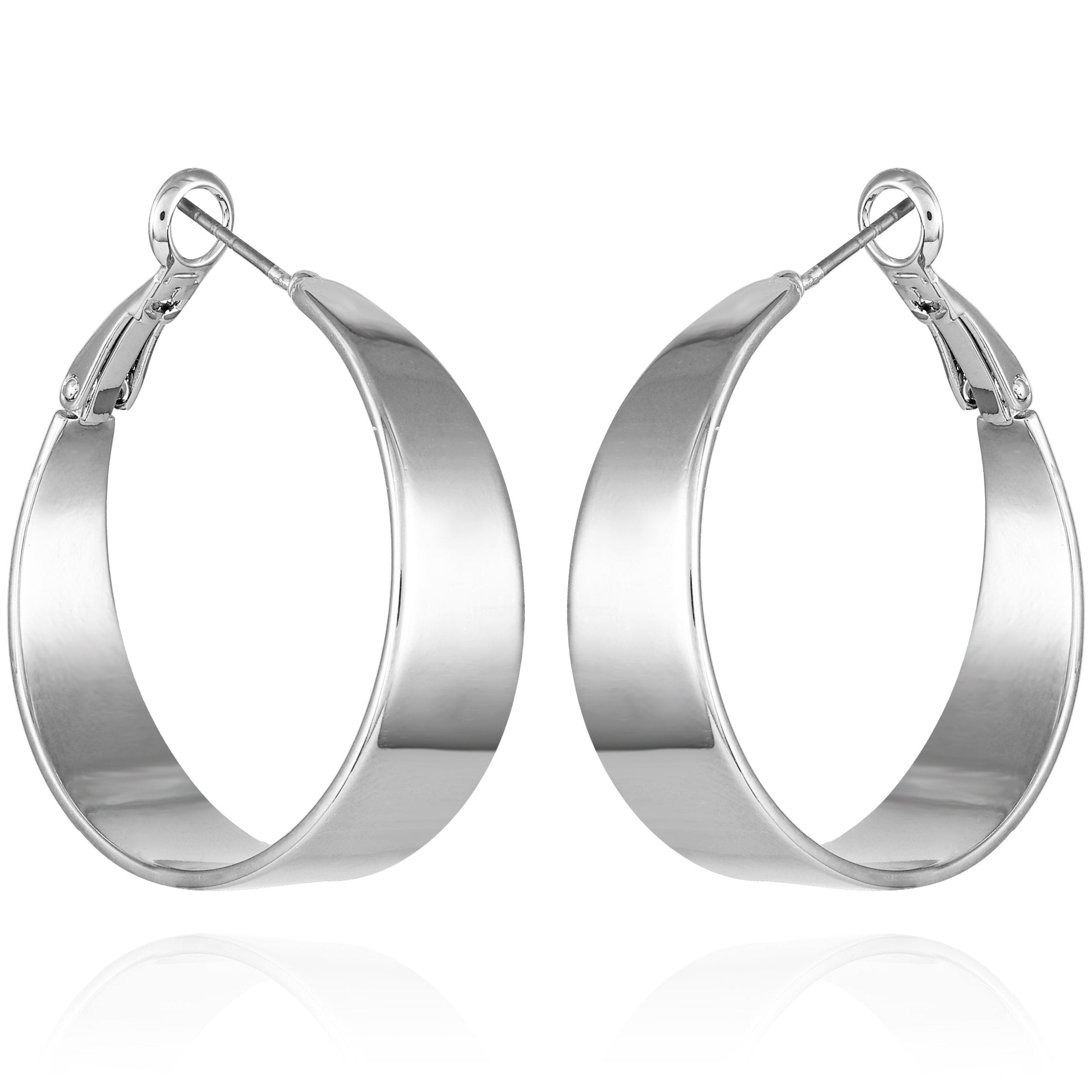 Band Thick Hoop Earrings - Image 2