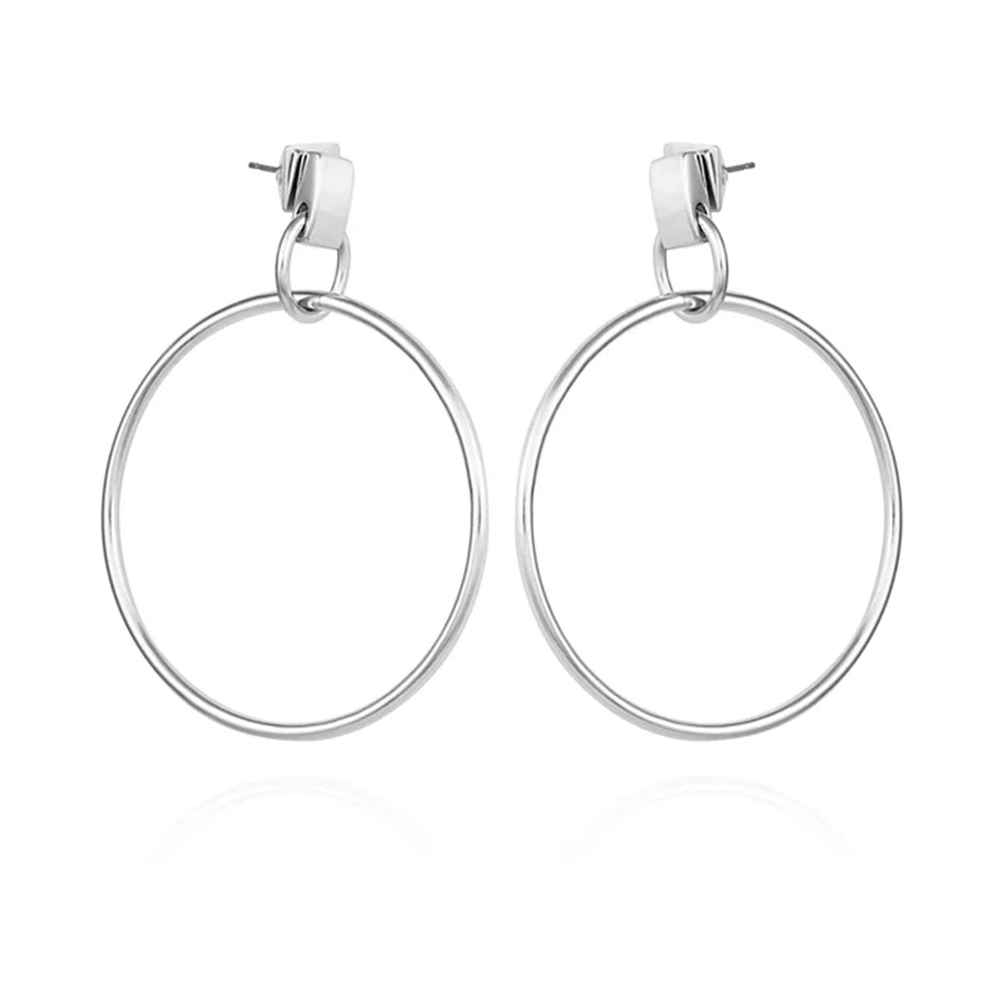 Silvertone Hoop Drop Earrings