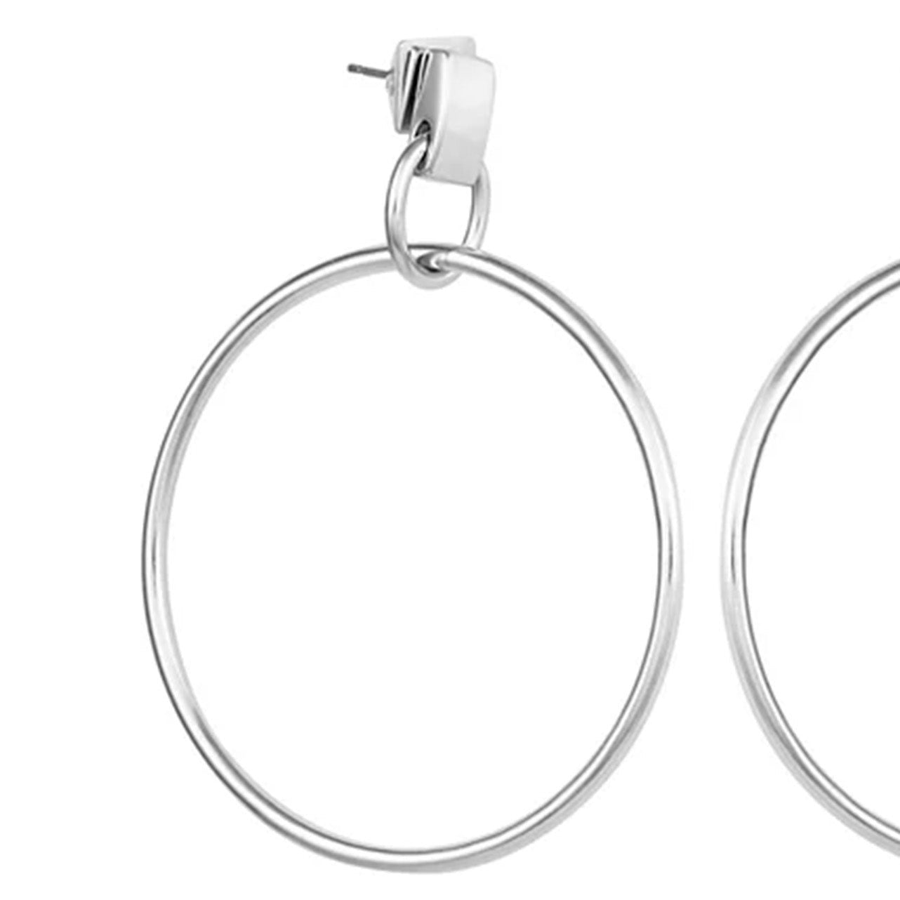 Silvertone Hoop Drop Earrings - Image 2