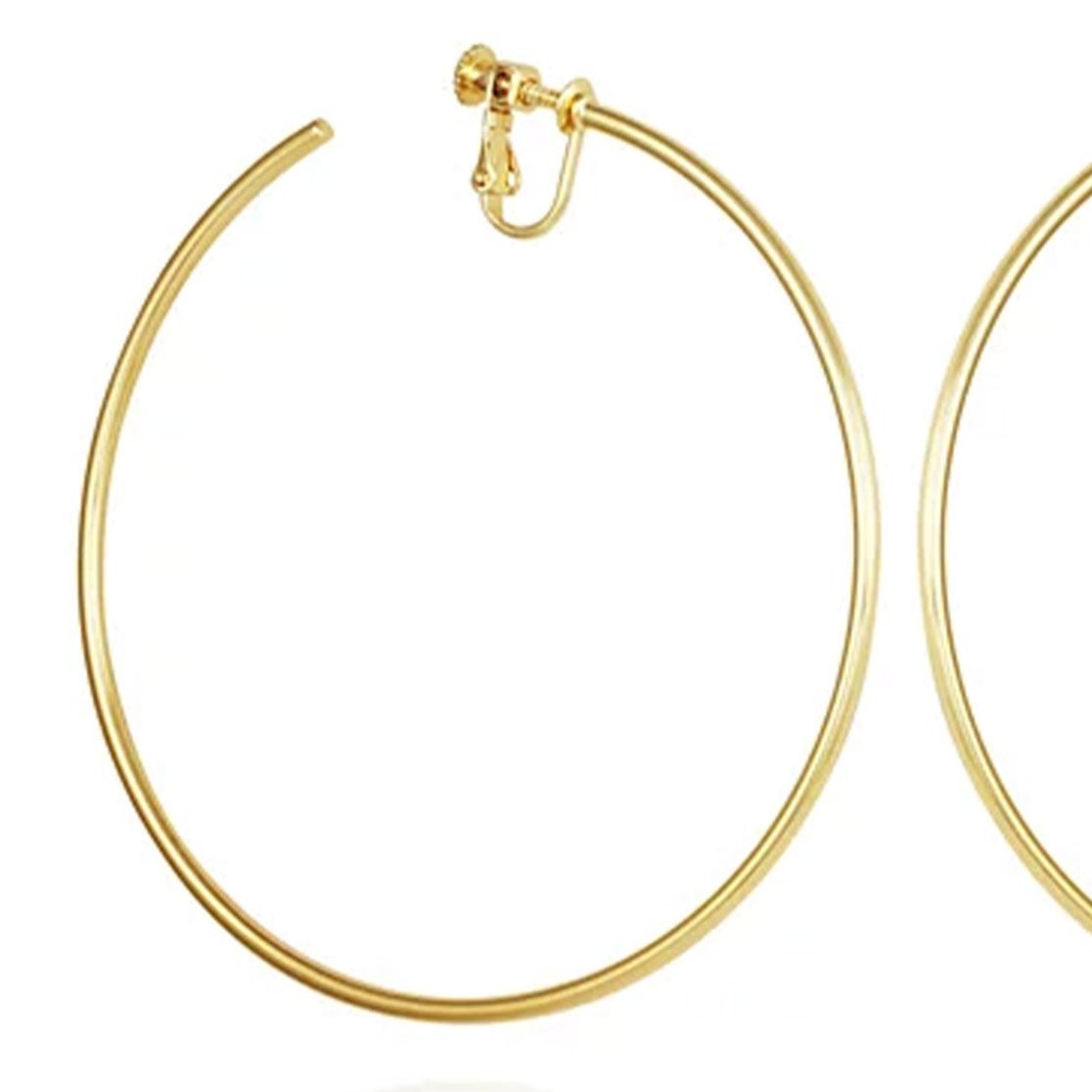 Extra Large Open Hoop Clip On Earrings - Image 2