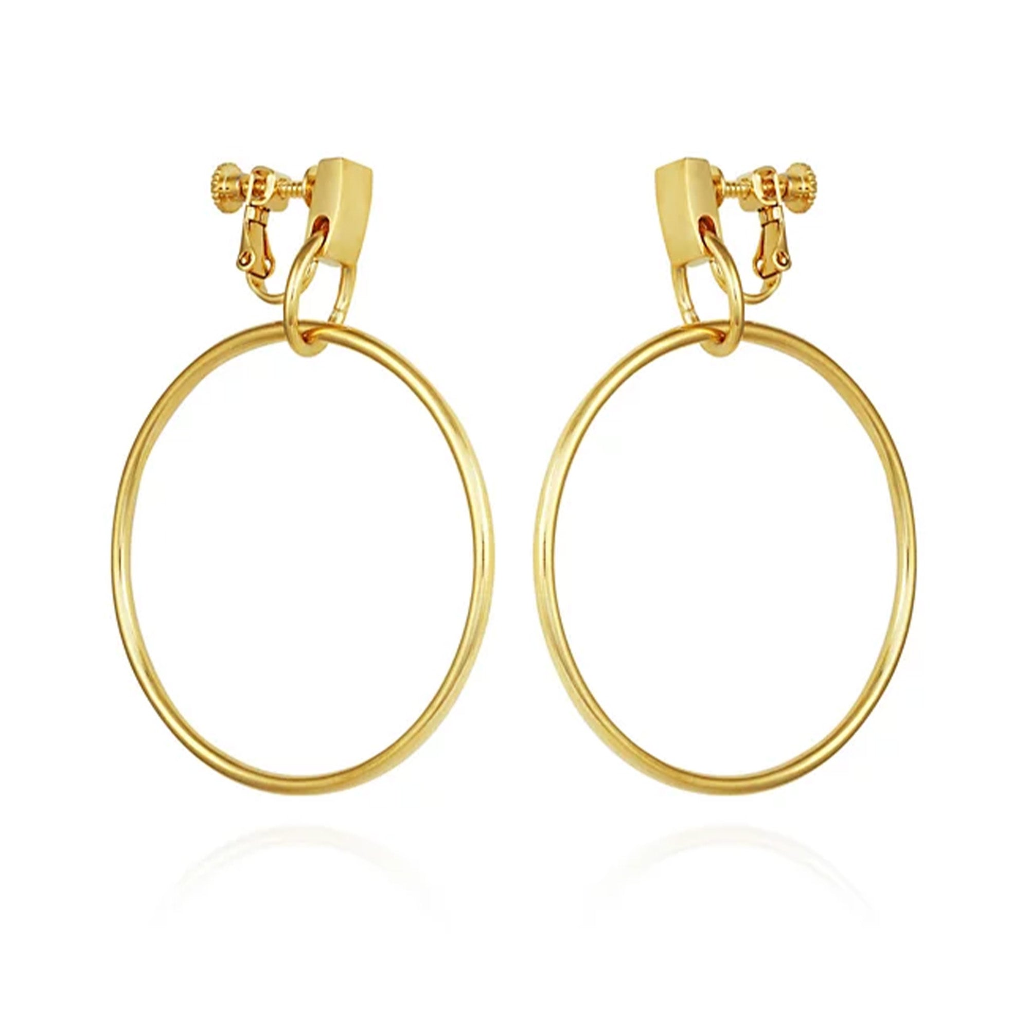 Drop Hoop Clip On Earrings