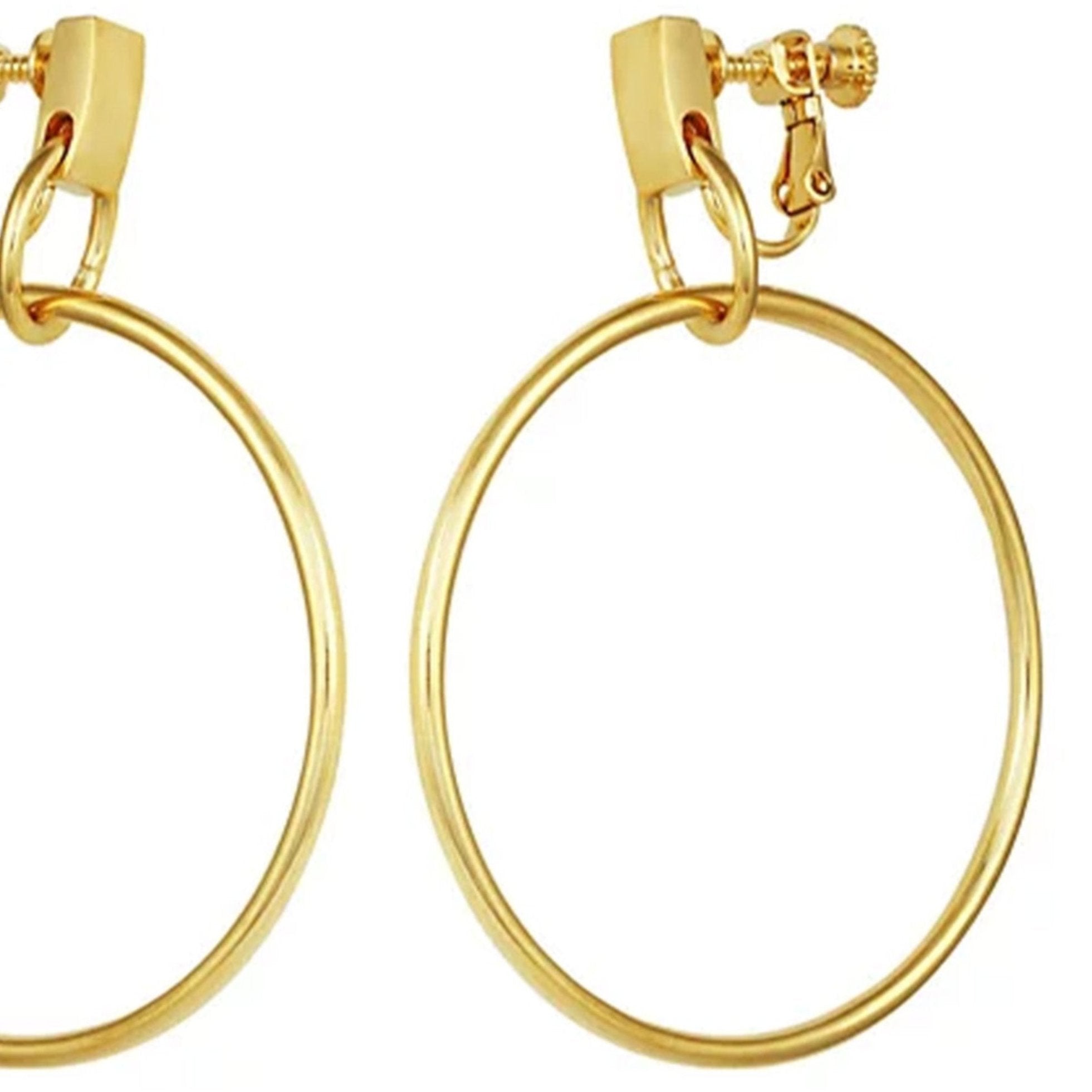 Drop Hoop Clip On Earrings - Image 2