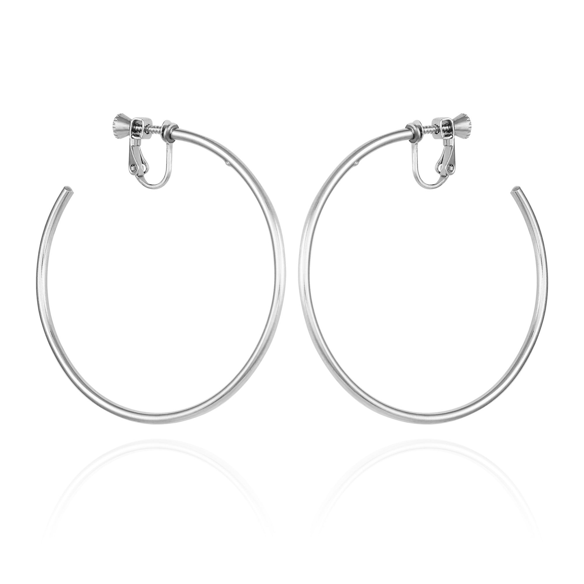 Large Open Hoop Clip On Earrings