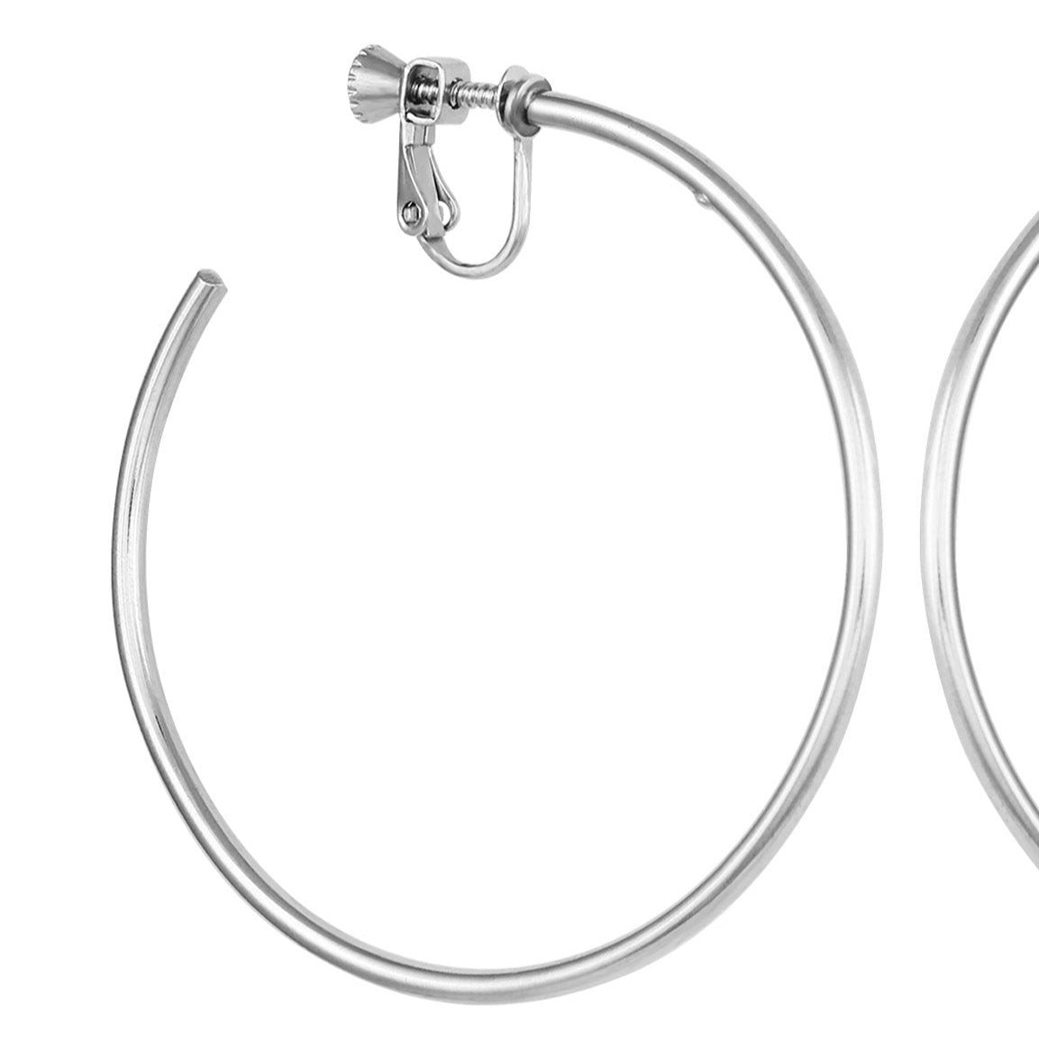 Large Open Hoop Clip On Earrings - Image 2
