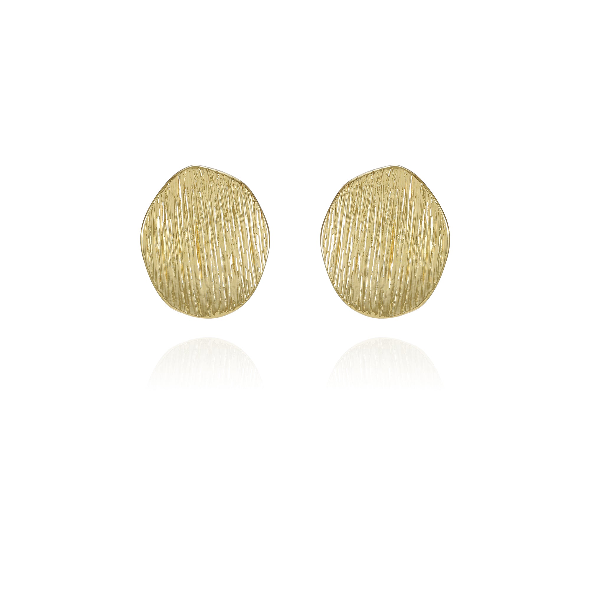 Goldtone Texturized Pebble Coin Earrings