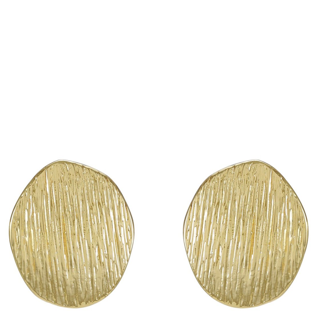 Goldtone Texturized Pebble Coin Earrings - Image 2