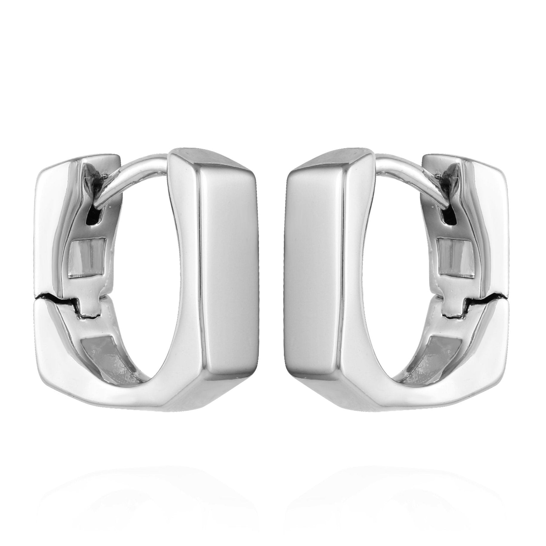 Rectangle Huggie Hoop Earrings - Image 2