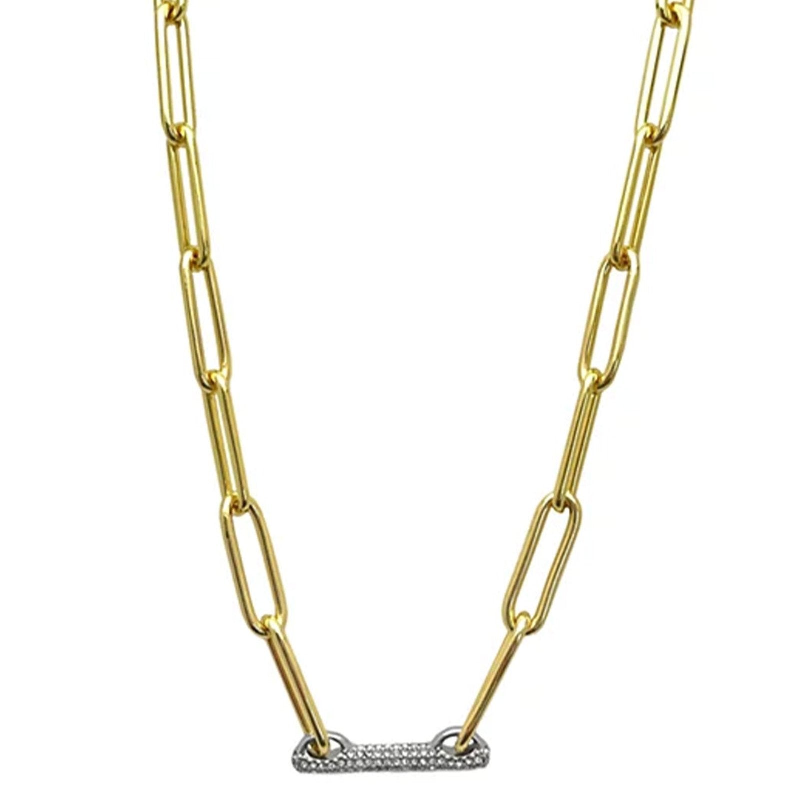 Goldtone Pave Bar Chain Necklace - Image 2
