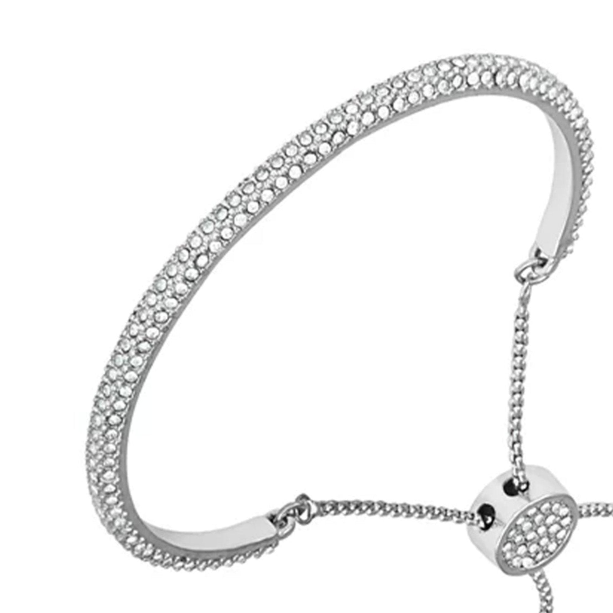 Silvertone Pave Crystal Stone Slider Bracelet - Image 2